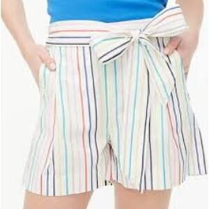 J. Crew Factory Striped Tie Waist Short in Stretch Cotton Poplin Size 6